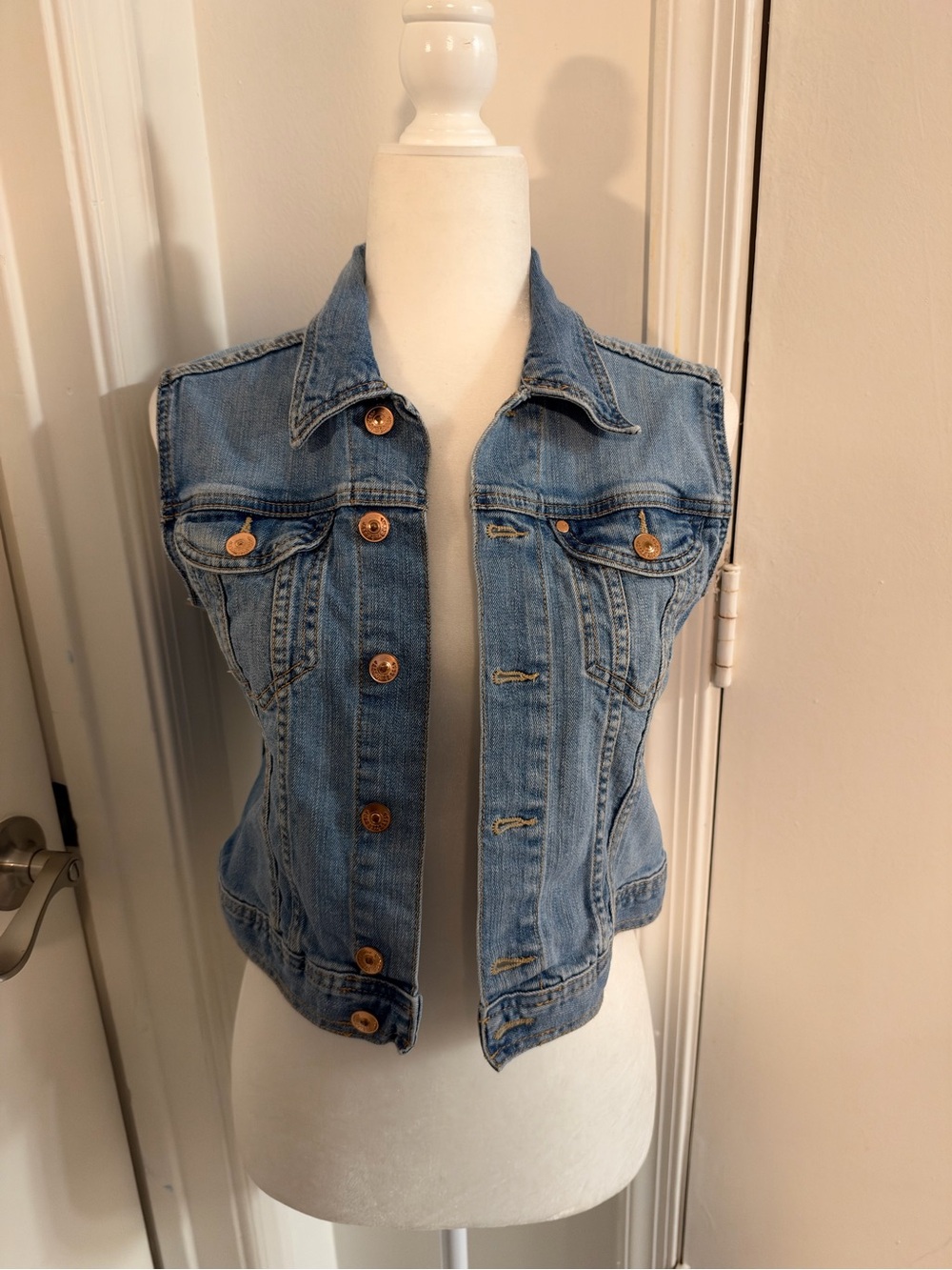 Women’s Light Blue Denim Vest - Sleeveless Jean Jacket
